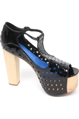 Jeffrey Campbell Skor, Dam, 39 EU, Svart Punched Star Plattforms Sandaler