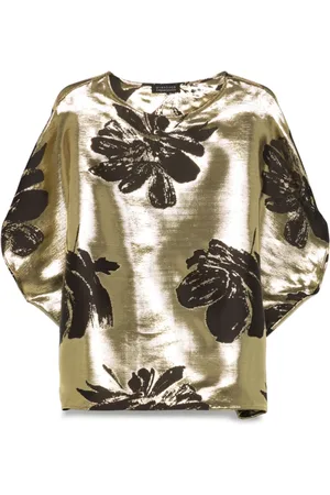 GIANLUCA CAPANNOLO Jacka, Dam, ONE Size, Blommigt Crew Neck Topp
