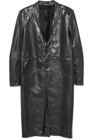 Rick Owens Kappa, Herr, L, Svart Knäppt Kappa med Axelvaddar