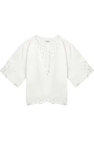 Isabel Marant Blusar & Skjortor , Dam, S, Bomull, Vit Boho Topp Shana