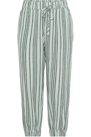Kaffe Byxor, Dam, XS, Moonstruck / Black Stripe Capri Byxor