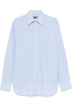 Tom Ford Skjorta, Herr, 2Xl, Bomull, Skyblå Skjorta med Knäppning