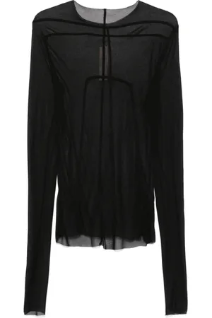 Rick Owens Topp, Herr, L, Svart Crew Neck Långärmad T-shirt