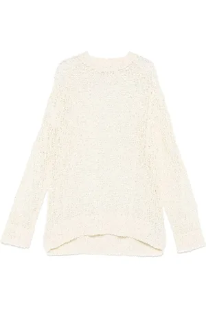 Jil Sander Stickade tröjor & koftor, Herr, M, Ecru Crew Neck Tröja