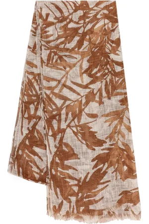 Brunello Cucinelli Accessoarer, Dam, ONE Size, Polyester, Lurex Fransad Halsduk Brun