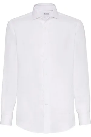 Brunello Cucinelli Skjorta, Herr, 2Xl, Vit skjorta med knappar och långa ärmar