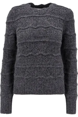 Isabel Marant Stickade tröjor & koftor, Dam, S, Grå Tröja med Ribbade Kanter