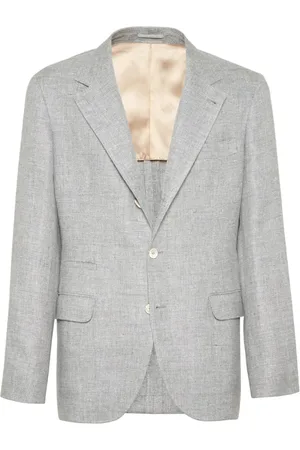 Brunello Cucinelli Jacka, Herr, XL, Linne, Grå Linneblandning Jacka med Revers