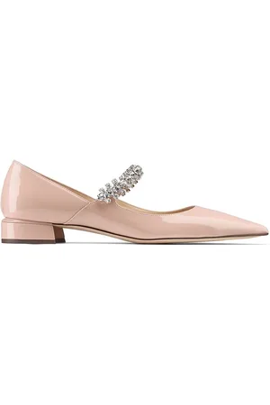 Jimmy Choo Skor, Dam, 39 EU, Läder, Pudrosa rosa läderskor med kristallutsmyckning
