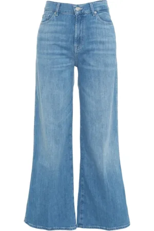 7 for all Mankind Jeans, Dam, W26, Blå Cropped Wide Leg Jeans