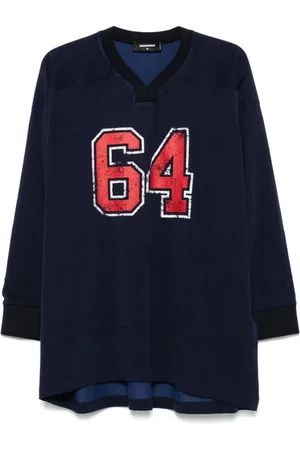 Dsquared2 Sweatshirts & Hoodies, Dam, S, Navy Ribbed V-Neck Sweatshirt