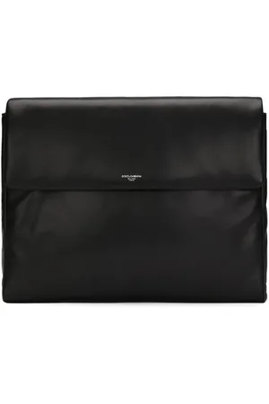 Dolce & Gabbana Väska, Herr, ONE Size, Läder, Svart läder logotyp tryck handledsrem