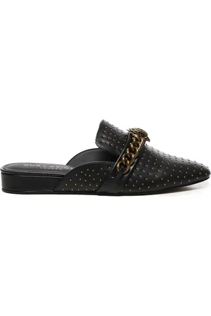 Kurt Geiger Skor, Dam, 37 EU, Läder, Svarta Sandaler med Nitar och Mandelformad Tå