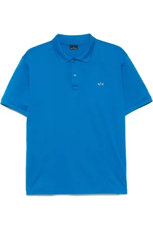 Paul & Shark Topp, Herr, XL, Azurblå Ribbstickad Tröja med Logopatch