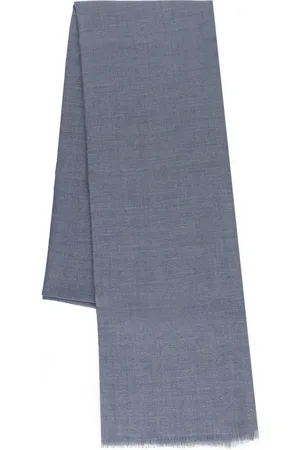 Brunello Cucinelli Accessoarer, Dam, ONE Size, Kashmir, Blå Halsduk med Fransar och Lurex