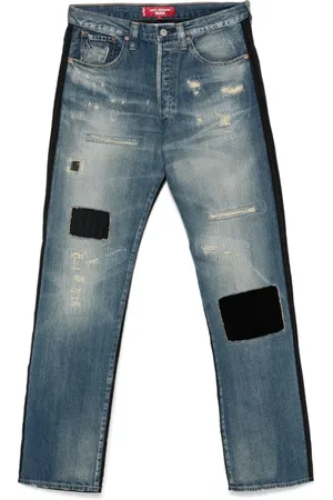 JUNYA WATANABE Jeans, Herr, M, Denim, Patchwork Denim Straight Leg Jeans