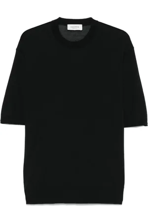 LANEUS Stickade tröjor & koftor, Herr, S, Svart Crew Neck T-shirt
