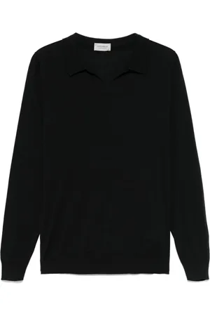 JOHN SMEDLEY Stickade tröjor & koftor, Herr, XL, Svart Polokrage Tröja