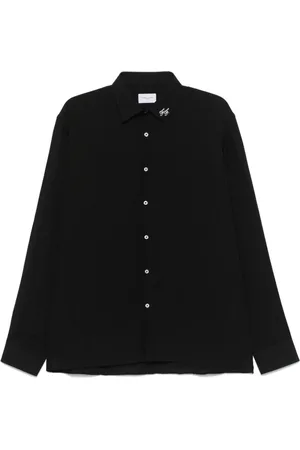 Family First Skjorta, Herr, M, Svart Button-Up Skjorta med Logokrage