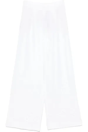 ERMANNO SCERVINO Byxor, Dam, S, Vita Veckade Byxor med Elastisk Midja
