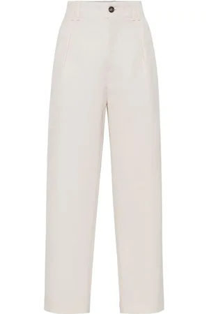 Brunello Cucinelli Byxor, Dam, L, Bomull, Vida byxor med dold knäppning
