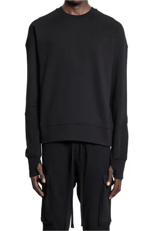 THOM KROM Sweatshirts & Hoodies, Herr, L, Bomull, Svart Bomull Crewneck Sweatshirt