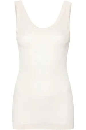 LEMAIRE Topp, Dam, M, Beige Ribbad Ärmlös Topp