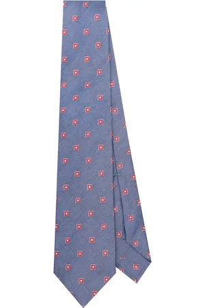 BARBA Accessoarer, Herr, ONE Size, Blå Jacquard Spetsig Slips