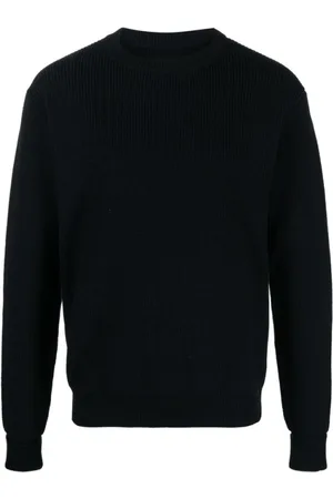 Jil Sander Stickade tröjor & koftor, Herr, L, Midnattsblå stickad ulltröja