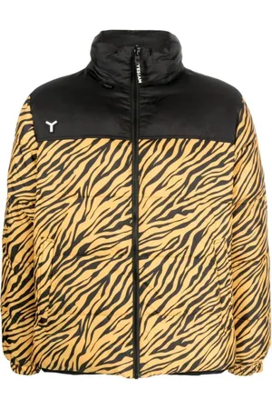 YES I AM Jacka, Herr, S, Läder, Vändbar Vadderad Ytterkläder med Tigermönster
