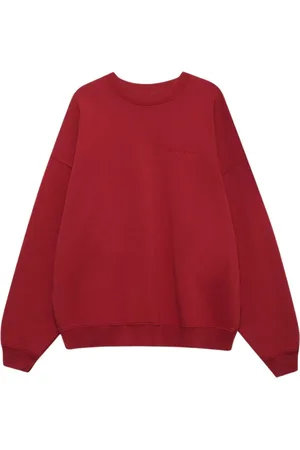 ANINE BING Sweatshirts & Hoodies, Dam, S, Bomull, Röd Oversized Rund Hals Sweatshirt