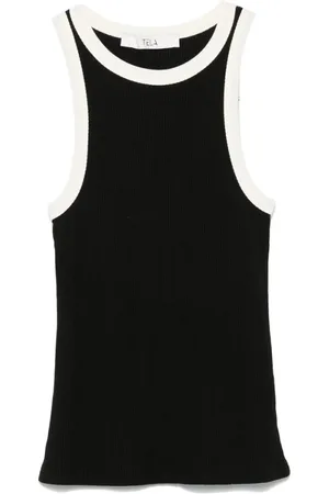 TELA Topp, Dam, M, Svart Ärmlös Topp med Crew Neck