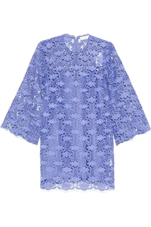 ZIMMERMANN Klänning, Dam, M, Polyester, Blommig blå klänning med långa ärmar