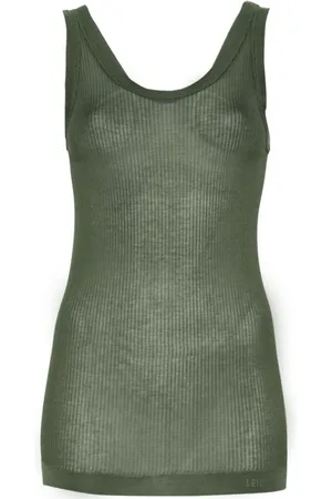 LEMAIRE Topp, Dam, M, Grön Ribbstickad Ärmlös Topp med Scoop Neck