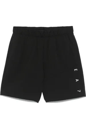 EA7 Shorts, Herr, XL, Svarta shorts med resår i midjan och rynkade detaljer
