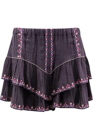 Isabel Marant Shorts, Dam, M, Bomull, Broderade Svarta Shorts Elastisk Midja