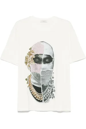 Ih Nom Uh Nit Topp, Herr, L, Vit Logotyp Tryck Crew Neck T-shirt