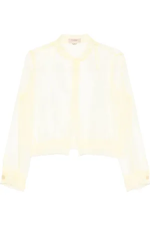 Twin-Set Blusar & Skjortor , Dam, S, Gul Rund Hals Knappade Manschetter Kappa
