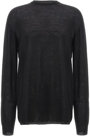 Rick Owens Stickade tröjor & koftor, Herr, M, Svart Stickad Tröja med Rund Hals