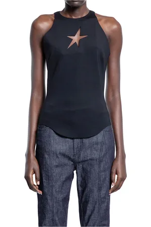 MUGLER Topp, Dam, XS, Svart stjärnärmelös topp