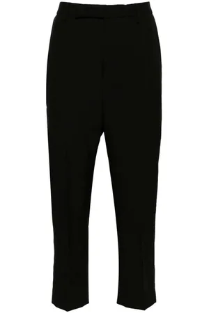 Rick Owens Byxor, Dam, M, Svarta ullbyxor med textur och avsmalnande ben