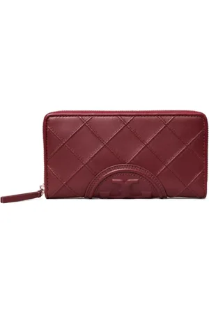 Tory Burch Accessoarer, Dam, ONE Size, Läder, Quiltad Läderplånbok med Dubbel-T