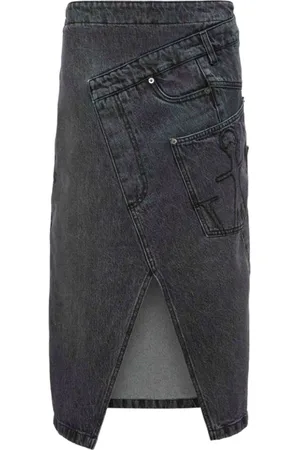 J.W.Anderson Kjol, Dam, S, Denim, Grå Denim Kjol med Omlottdesign