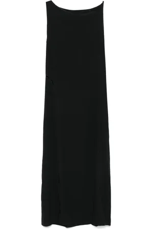 Y-3 Klänning, Dam, XS, Svart Logotyp Patch Asymmetrisk Hals Klänning