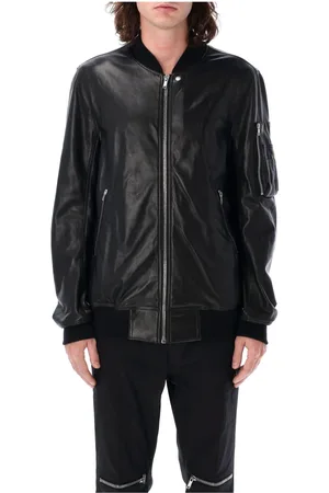 Rick Owens Jacka, Herr, L, Läder, Svart Läder Flightjacka