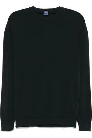 FEDELI Sweatshirts & Hoodies, Herr, L, Svart Crew Neck Tröja Långa ärmar