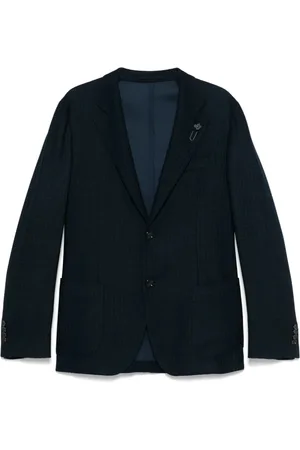 LARDINI Jacka, Herr, 2Xl, Marinblå Knäppt Jacka med Fickor