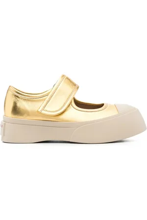 Marni Skor, Dam, 37 EU, Guldton Sneakers med Touch-Strap Stängning
