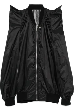 Rick Owens Jacka, Dam, S, Svart Dragkedja Fram Ribbstickad Kant Jacka