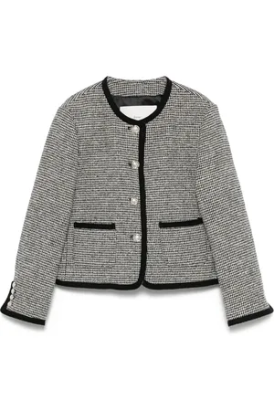 DUNST Jacka, Dam, M, Tweed, Svart Knappad Jacka med Fickor